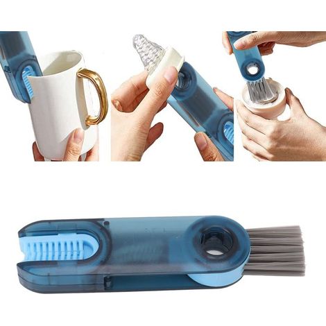 Bellerise – 3-in-1 Reinigungsbürste – Wt01 – 360° Drehbar Für Deckel, Flaschen Und Sauger – Blau