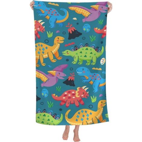 Bellerise - Strandtuch Mit Dinosaurier-muster, Große Größe, Spezielle Mikrofaser, Extra Große Größe, Schnelltrocknend, 76 Cm X 152 Cm.