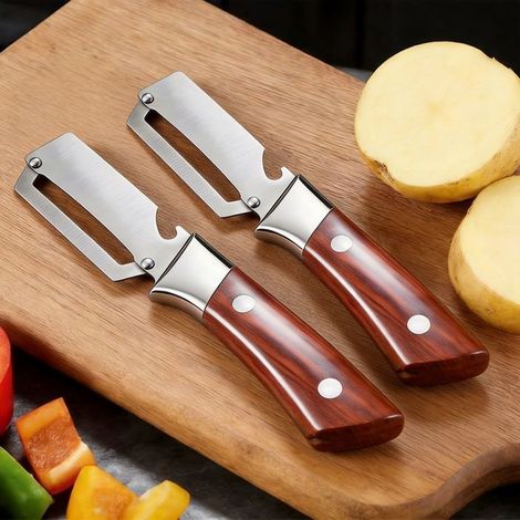 Bellerise - Set Mit 2 Multifunktionalen Edelstahl-schälern Für Obst Und Gemüse (mit Flaschenöffner)