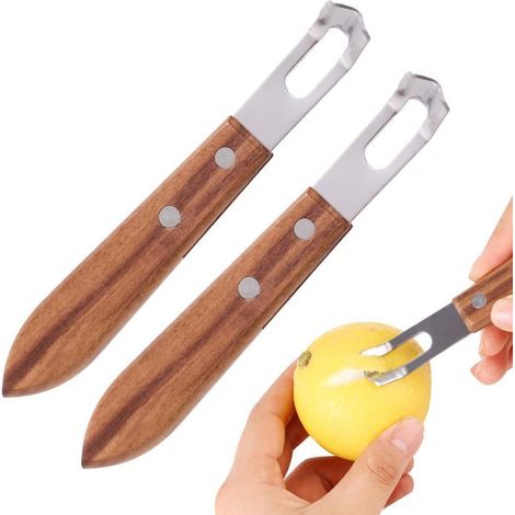 Bellerise – Ein Set Aus 2 Zitronenschälern, 14 X 2 Cm, Aus Edelstahl Und Holz, Einfach Und Praktisch.