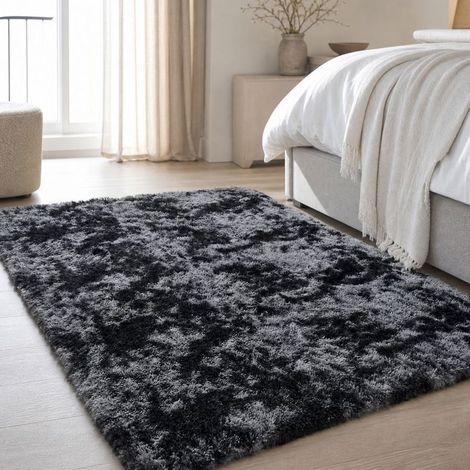 Bellerise – Weicher, Rutschfester Hochflorteppich – Hypoallergenes Polyester Für Wohn- Und Schlafzimmer – 120 X 160 Cm, Dunkelgrau