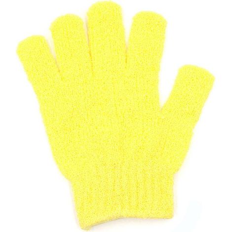 Bellerise – 5-finger-peelinghandschuh – Weiches, Dickes Nylon – Für Die Tägliche Dusche – Gelb