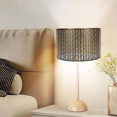 Bellerise – Metalllampenschirm – E27/e14, Tannenzweige – Natürliches Licht – Ø 25 Cm, Schwarz/gold