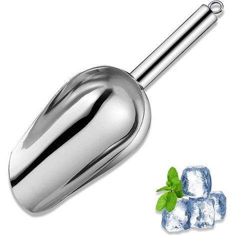Bellerise – Eisschaufel Aus Metall (170 Ml) – Für Eiswürfelbereiter, Kleine Lebensmittelschaufel – Edelstahl, Silber