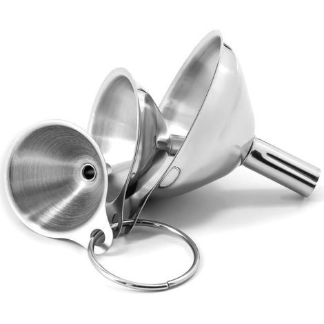 Bellerise - Set Mit 3 Mini-küchentrichtern Aus Edelstahl, Robuste Metall-einfülltrichter.