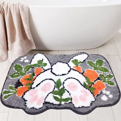 Bellerise – Sechseckige Osterbadematte, Osterhasen-badematte, Badematte Im Landhausstil, 40 X 60 Cm