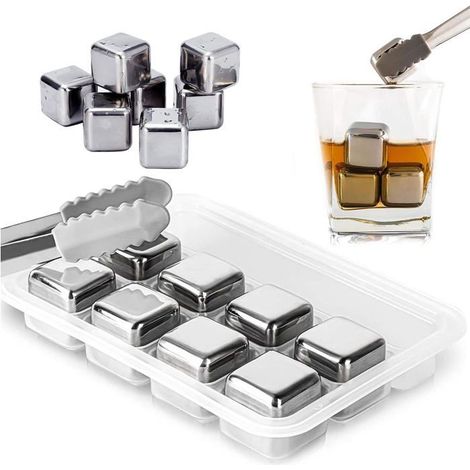 Bellerise – Ein Set Aus 8 Wiederverwendbaren Eiswürfeln Aus Lebensmittelechtem Edelstahl