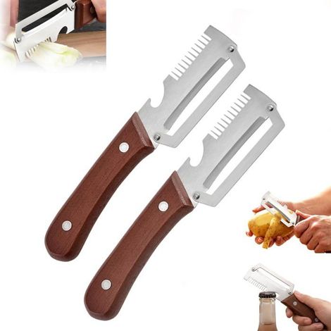 Bellerise - Premium-sparschäler Mit Holzgriff Und Flaschenöffner — Multifunktionaler Küchensparer (2)