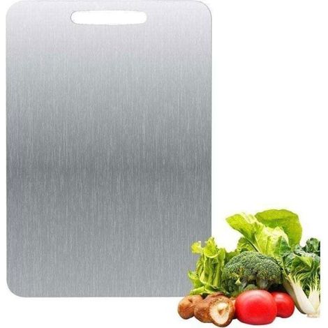 Bellerise – Tagliere Aus Titan – Acciaio Inossidabile A Doppia Faccia – Senza Bpa – Zum Kochen, Carne, Pane, Verdura Und Frutta (34 X 23 Cm)