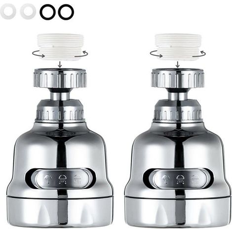 Bellerise - Wasserhahn-sprühdüse, 360 Grad Drehbarer Wasserhahn-luftsprudler (2er-pack)