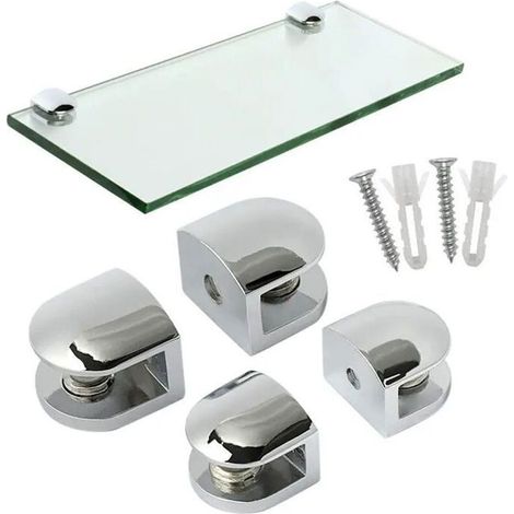 Bellerise – Verstellbare Glasklemm-regalhalterung Zur Wandmontage, 810 Mm Glas, Polierte Zinklegierung, 4-teiliges Set Ebl10124p