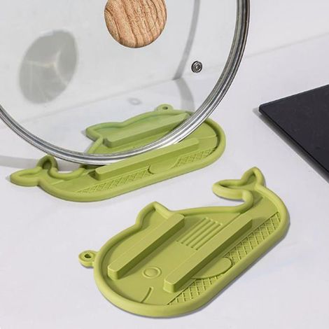 Bellerise - 1 X Niedliche Walförmige Abtropfmatte — Küchenorganizer, Rutschfester Topfdeckelhalter (grün)