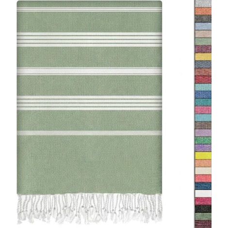 Bellerise - Türkisches Strandtuch - 96,5 X 177,8 Cm (38 X 70 Zoll) Extra Groß - Vorgewaschen, Leicht, Schnelltrocknend (apfelgrün)