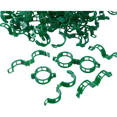 Bellerise - 100 Pflanzenstützclips, Kunststoffclips Zur Befestigung Von Pflanzen, Tomatenstängelclips (100 Stück, Grün)