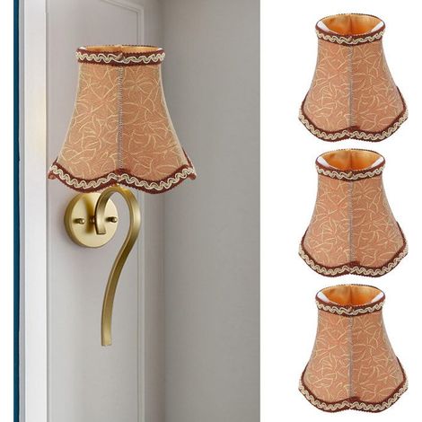Bellerise – 3er-set E14-lampenschirme – Gewellter Kupferstoff – Schnellmontage Mit Clips – Elegantes Design Für Hotel-ktv – 13 X 12 Cm