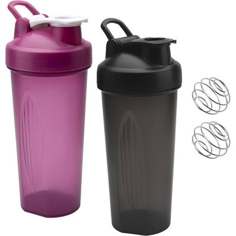 Bellerise – Zwei 600-ml-shakerflaschen Für Proteinpulver Mit Mixkugeln, Graduierung Und Auslaufsicherem Design.