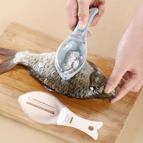 Bellerise – Schuppenentferner In Form Eines Fliegenden Fisches, Ausgestattet Mit Einer Schutzkappe Für Bequeme Anwendung.