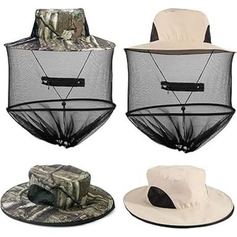 Bellerise – 2er-pack Moskitonetzhüte – Einziehbares Netz – Für Imkerei, Angeln & Gartenarbeit – Khaki Xxl Herren/damen