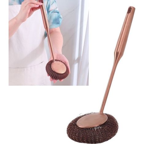 Bellerise – Reinigungsbürste – Edelstahl 304 – 27 Cm Langer Griff – Rostbeständig – Für Pfannenböden, Kochfelder Und Grills – Roségold