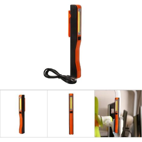 Bellerise – Mini-usb-led-lampe – 3 W Cob – Wiederaufladbar, 180°-magnet – Camping, Garage – Orange