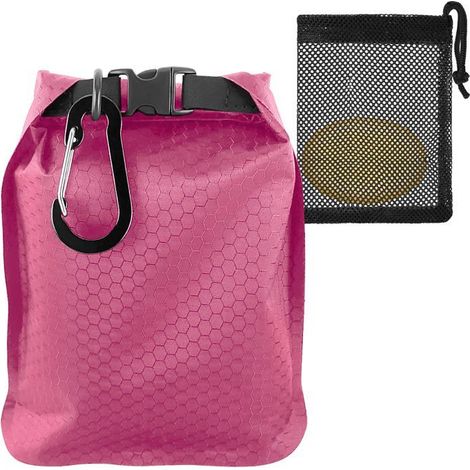 Bellerise - Seifenbeutel Mit Netzkordelzug Und Karabinerhaken, Wasserdicht Und Auslaufsicher, Schnelltrocknend, Ultraleicht (pink)