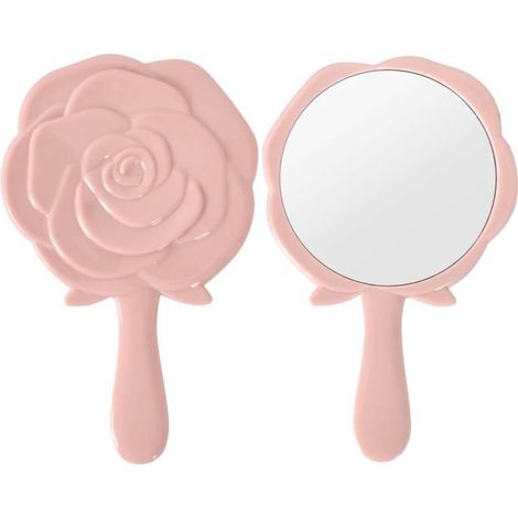 Bellerise - Rosa Taschenspiegel - Tragbar Mit Griff, Ideal Zum Schminken, Zu Hause Und Auf Reisen.