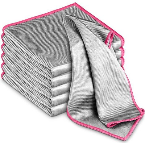 Bellerise – Glaspoliertuch, Streifenfreies Reinigungstuch, Fusselfreies Mikrofasertuch, 6er-pack, Rosa