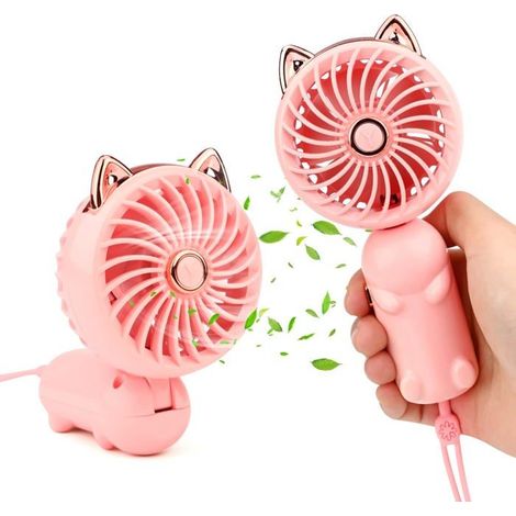 Bellerise – Kleiner, Tragbarer, Wiederaufladbarer Ventilator – 3 Geschwindigkeitsstufen – Ideal Für Zuhause, Büro Und Reisen (pink)