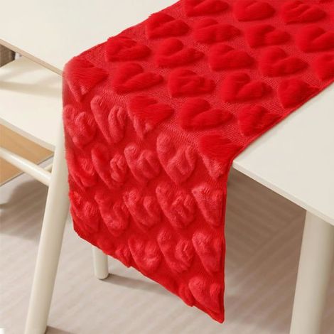 Bellerise - Herzförmiger 3d-tischläufer Aus Samt, Tischdecke, Für Valentinstag, Hochzeiten, Rot (13 X 72 Zoll)