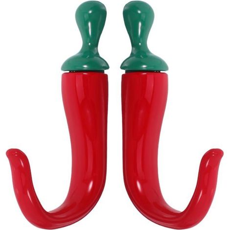 Bellerise - Set Mit 2 Dekorativen Wandhaken Aus Zinklegierung In Form Von Chilischoten Für Küche Und Esszimmer.