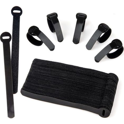 Bellerise – 60er-packung Schwarze, Verstellbare Und Wiederverwendbare Kabelbinder Mit Schnellverschluss Für Pc-kabelmanagement Und Kabelorganisation
