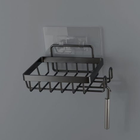 Bellerise – Selbstklebende Seifenschale Für Badezimmer-/küchenwaschbecken, Luffaschwammhalter Mit Zwei Haken