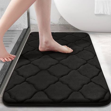 Bellerise – Rutschfeste Badematte, Weiche Memory-schaum-badematte, Saugfähig, Maschinenwaschbar – 40 X 60 Cm, Schwarz