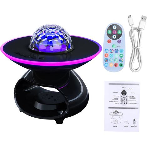 Bellerise Galaxy Projektorlampe – 15 W, Kabelloses Laden – Rgb-schlafmodus – Für Schlafzimmer Und Camping – Schwarz