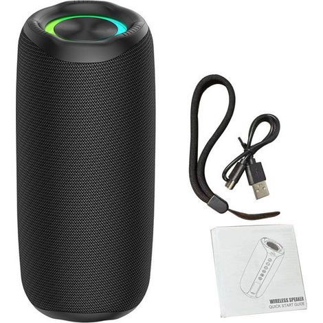 Bellerise – Tragbarer Rgb-lautsprecher – Mp2 – 52 Mm, 360°-rundumklang, Kraftvoller Bass – Ideal Für Outdoor-partys – Schwarz
