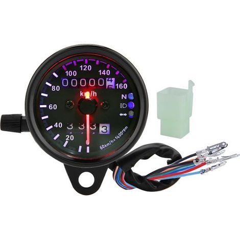 Bellerise – Motorrad-tachometer – Aluminium, Doppelkilometerzähler, 12v Universal-led