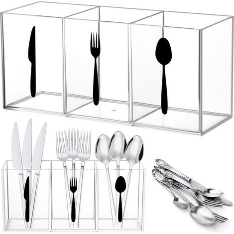 Bellerise – Besteckaufbewahrungsboxen, Besteckkörbe, Ablagen Für Die Arbeitsplatte, Messer Und Löffel (transparent)