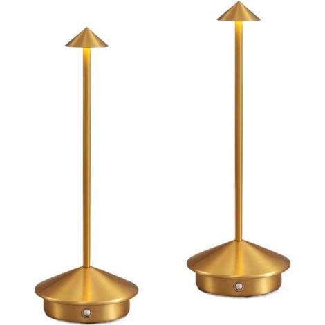 Bellerise – 2er-pack Moderne Kabellose Led-tischlampen (3000 Mah) – Wiederaufladbare Touch-nachtlichter Mit 3 Helligkeitsstufen Für Restaurant Und Camping – Gold