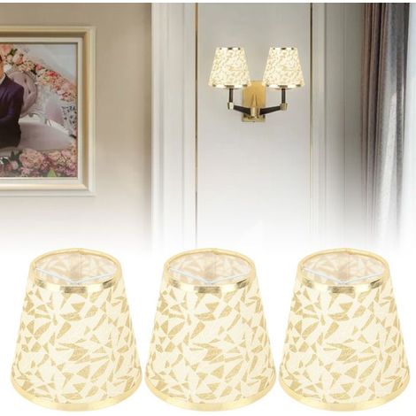 Bellerise – 3er-set Stofflampenschirme – E14-klemmfassung, Ø 14 Cm – Sanftes Licht – Für Schlafzimmer, Büro, Hotel – Gold