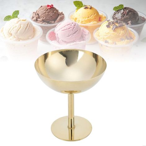 Bellerise – Goldene Edelstahlschale – Hoher Stiel – Elegante Eiscreme – Gold