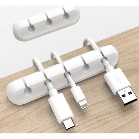 Bellerise - Weiße Kabelbinder, 2 Sets, Kabelclips (5 Stück, 3 Schlitze) Geeignet Für Den Heim- Und Bürogebrauch.