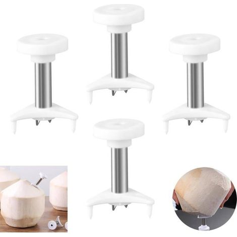 Bellerise - Set Mit 4 Kokosnussöffnern, Kokosnussbohrer Aus Edelstahl, Öffnet Kokosnüsse Mühelos.