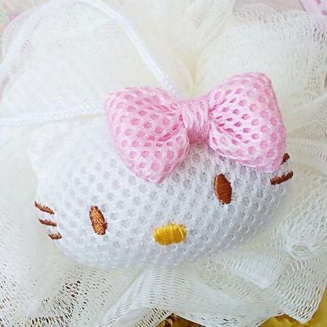 Bellerise – Badebombe „weiße Katze“ – Großer, Weicher Koreanischer Schwamm, Atmungsaktives Netzgewebe, Für Massage Und Peeling – Badezimmerdekoration