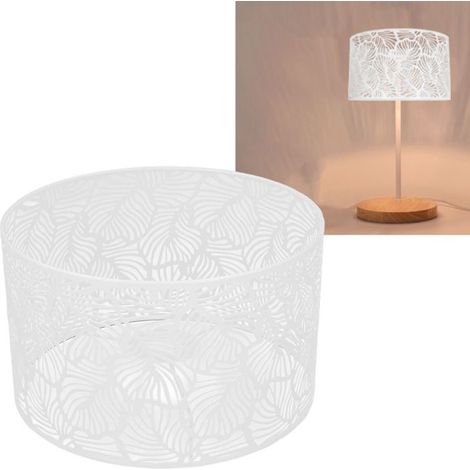 Bellerise – Durchbrochener Metalllampenschirm – Xl Weißes Blattwerk – Kunstvolle Schattenspiele – Wohnzimmer Oder Eingangsbereich – Ø 25 Cm