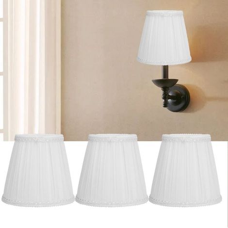 Bellerise – 3er-set Stofflampenschirme – E14-clip, Weiß – Modern, Plissiert – Für Schlafzimmer, Wohnzimmer, Hotelzimmer