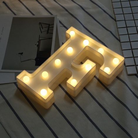 Bellerise – Leuchtender Buchstabe F – Warmweißes Led-licht – 2 X Aa-batterien – Schlafzimmerdekoration, Partydekoration