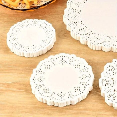 Bellerise - 100 Runde Tischsets Aus Spitzenpapier — Saugfähige Und Lebensmittelechte Backmatten (geeignet Für Gebäck)