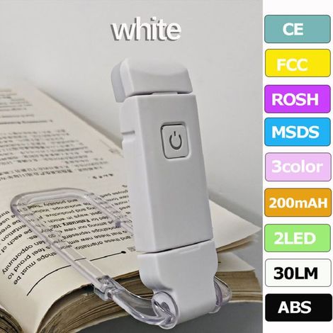 Bellerise – Faltbare Usb-leselampe – Verstellbares Licht, Tragbares Lesezeichen – Unverzichtbar Für Leseratten, Weiß
