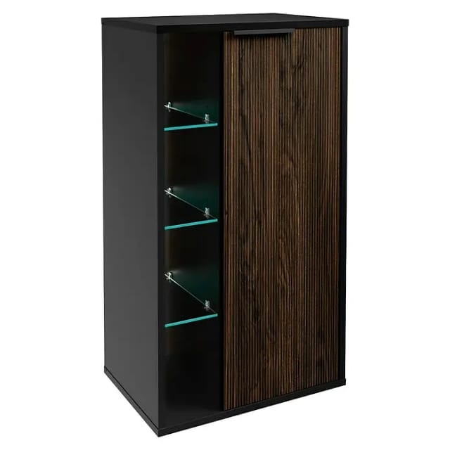 Fackelmann Fach-Midischrank B.Paris Rechts 47 cm Schwarz Matt-Rigoletto Eiche