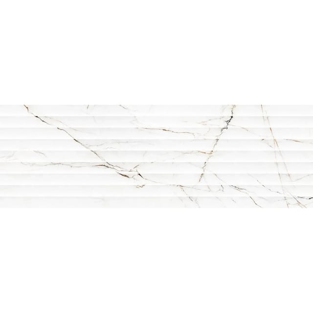 Wandfliese Dekor Torano Glasiert Weiß Glänzend Rektifiziert 33,3 cm x 100 cm